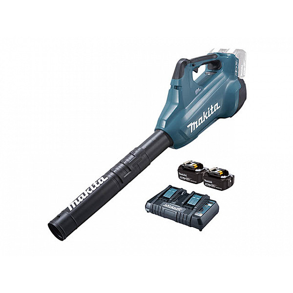 Аккум. воздуходувка MAKITA DUB 362 Z + АКЦИЯ (2 аккумулятора и зарядное) (18.0 В, 2 акк. BL1850B 5 А/ч, Li-Ion x2 шт, ЗУ DC18RD, 804 м3/ч, 54 м/с, вес