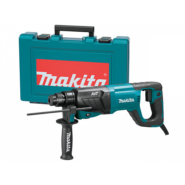 Перфоратор MAKITA HR 2641 в чем. (800 Вт, 2.4 Дж, 3 реж., патрон SDS-plus, вес 3.1 кг)