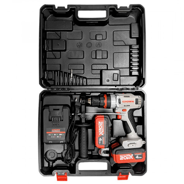 Дрель-шуруповерт аккумуляторная ударная CROWN CT21093HMX-4 BMC