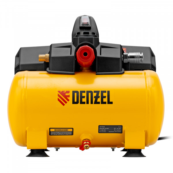 Компрессор DENZEL  DLS750/6 безмасляный малошумный 750 Вт, 140 л/мин,ресивер 6 л