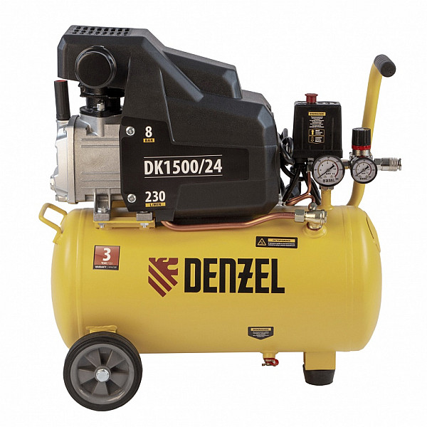 Компрессор воздушный DENZEL DK1500/24, Х-PRO 1.5 кВт, 230 л/мин, 24 л
