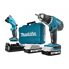 Аккум. дрель-шуруповерт MAKITA LXT DF 457 DWLE в чем. + фонарь