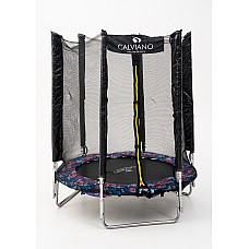 Батут пружинный с защитной сеткой Calviano smile 140 см-4,5ft складной
