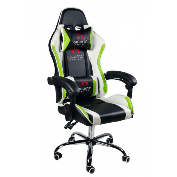 Вибромассажное кресло Calviano ASTI ULTIMATO black/white/green