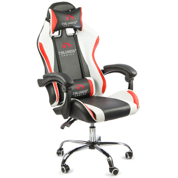 Вибромассажное кресло Calviano ASTI ULTIMATO black/white/red