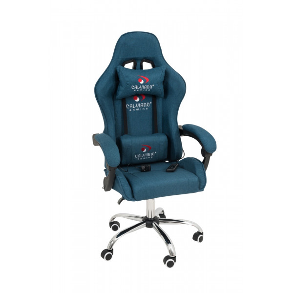 Вибромассажное кресло Calviano ASTI ULTIMATO light blue fabric