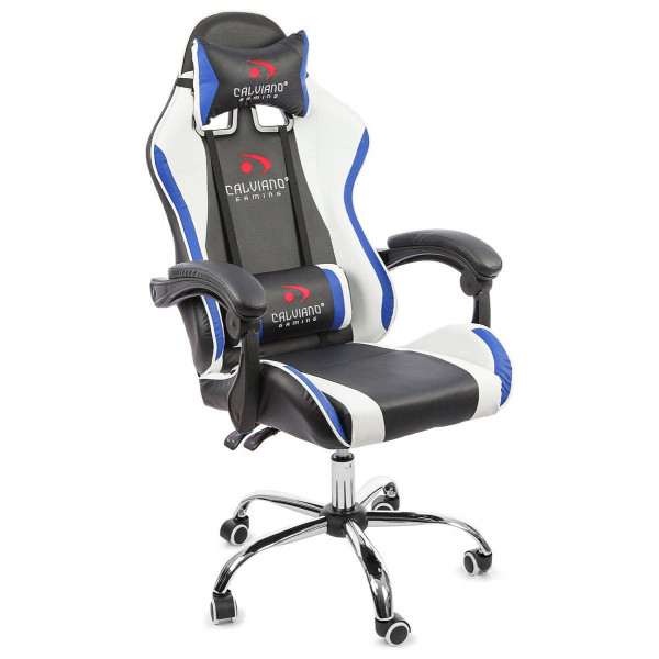 Вибромассажное кресло Calviano ASTI ULTIMATO black/white/blue
