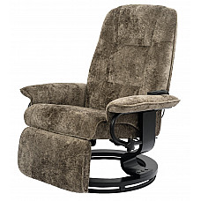 Кресло вибромассажное с пуфом CALVIANO 20, коричневый плюш (серо-оливковый)