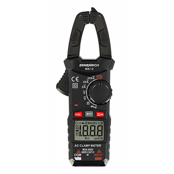 ERMENRICH 82965 Клещи токоизмерительные Ermenrich Ping MK10 (вольтметр, амперметр, омметр, Hold, 2000 отсчетов)