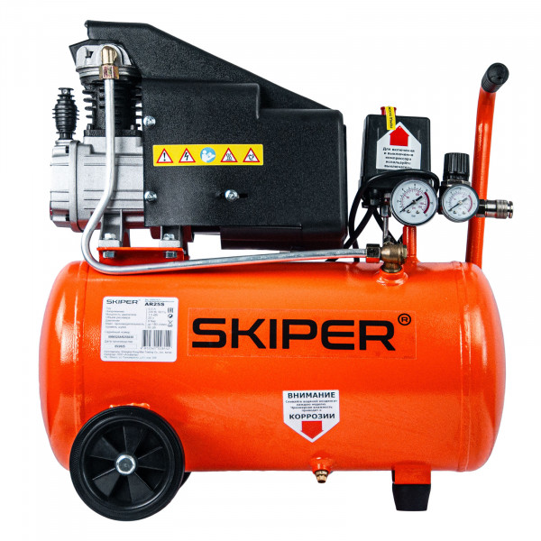 SKIPER SAR25S.00 Воздушный компрессор SKIPER AR25S (до 180 л/мин, 8 атм, 25 л, 230 В, 1.50 кВт)