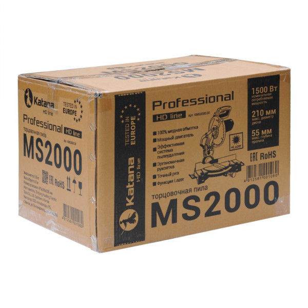 KATANA KMS2000.00 Торцовочная пила KATANA HD line MS2000 (1500 Вт, 210х30 мм,глуб. до 55 мм,шир.до 120 мм, вес 6.9 кг)