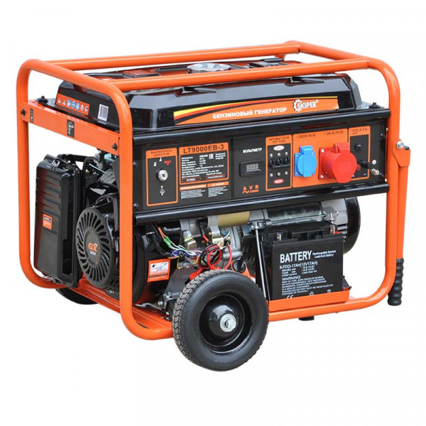 SKIPER SLT9000ЕВ3.00 Электростанция SKIPER LT9000EB-3 (6.5кВт, 1х380В/16А/6кВт, 1х220В/16А/2кВт, 12В, кол, эл.стар,25.0л)