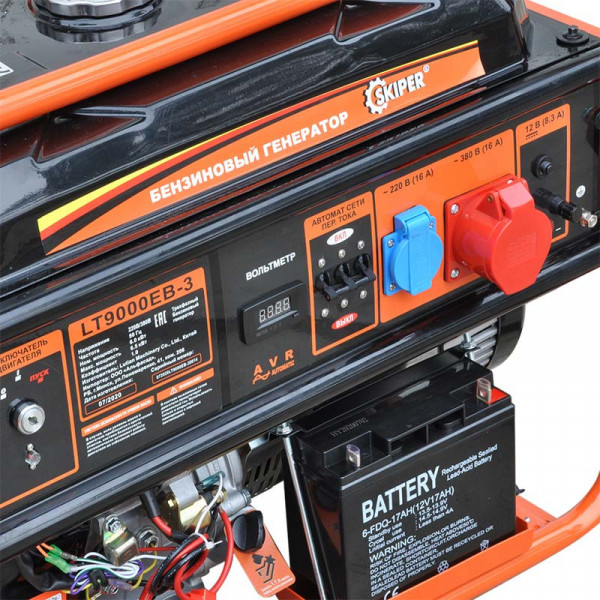 SKIPER SLT9000ЕВ3.00 Электростанция SKIPER LT9000EB-3 (6.5кВт, 1х380В/16А/6кВт, 1х220В/16А/2кВт, 12В, кол, эл.стар,25.0л)