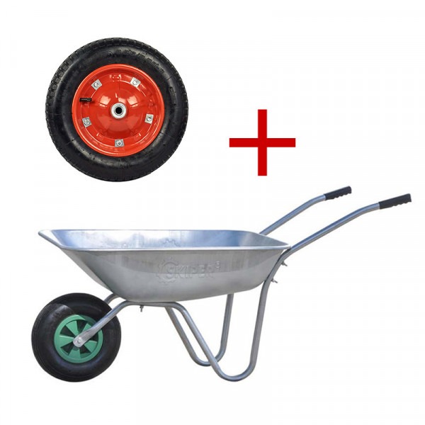 SKIPER S185.00+SBK325.8 Тачка садовая SKIPER 1x85 FERMER + Колесо SBK для тачки 3.25-8 В ПОДАРОК