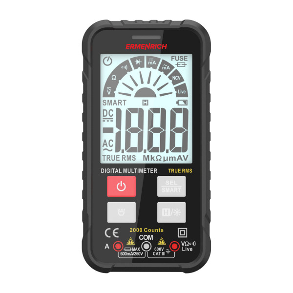 ERMENRICH 82982 Цифровой мультиметр Ermenrich Zing TC16 (вольтметр, амперметр, омметр, Hold, NCV, Smart, Live)