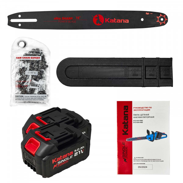 KATANA KDT2103PRO.00 Пила цепная аккумуляторная KATANA DT2103-PRO(Бесщет, 42V, 2x3Ah, 40см, 0,375