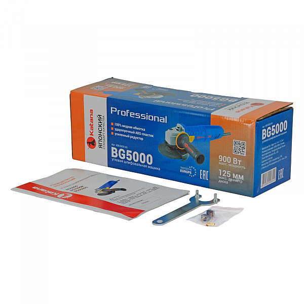 KATANA KBG5000.00 Углошлифмашина одноручная KATANA BG5000 (900 Вт, 125х22 мм, тонкая, защита от пыли)