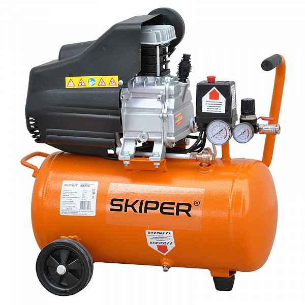 SKIPER SAR25A.01 Воздушный компрессор SKIPER AR25A (до 235 л/мин, 8 атм, 25 л, 230 В, 1.50 кВт)