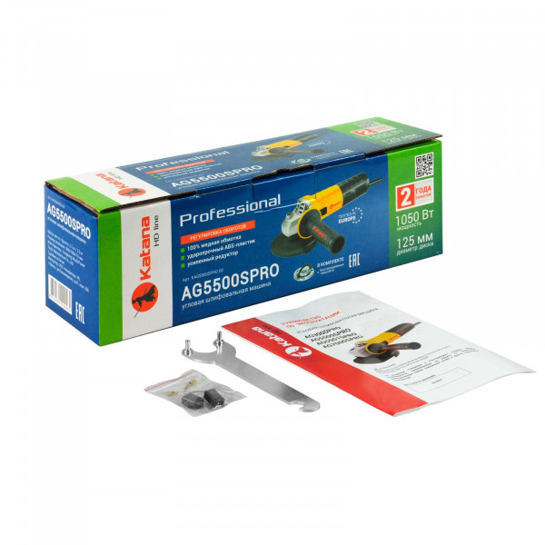 KATANA KAG3000-1.00 Углошлифмашина одноручная KATANA HD line AG3000-1 PRO (1100Вт, SDS кожух, SDS гайка)