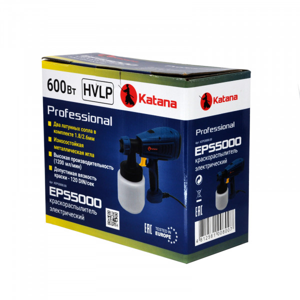 KATANA KEPS5000 Краскораспылитель электрический KATANA EPS5000(600 Вт, 1200 мл/м,120 DIN,бак 0.8 л,иг/сопл-ст/лат)
