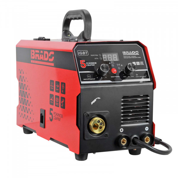 BRADO BMIG/MMA-220L-26.00 Полуавтомат сварочный BRADO MIG/MMA-220L-26 (220А; МИКРОПРОЦЕССОР; MIG/FLUX/MMA/TIG; еврорукав 3м)