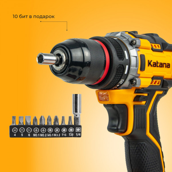 KATANA KBCD5001.00 Дрель-шуруповерт аккумуляторный Katana HD Line BCD5001 (21В,Бесщет.,1акк,2А/ч,Li-ion,10 бит,кор.)
