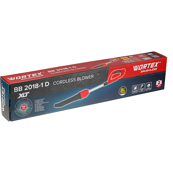 Аккум. воздуходувка WORTEX BB 2018-1 D ALL1 XLT SOLO 18В, БЕСЩЁТ., 162-450 м.куб/ч, 72-190 км/ч