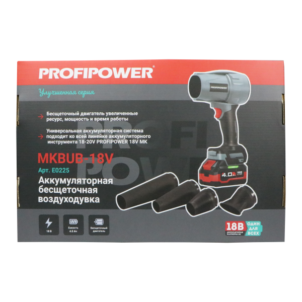 Аккумуляторная бесщеточная воздуходувка E0225 PROFIPOWER 