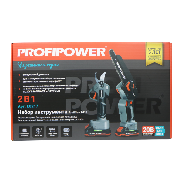 Аккумуляторный бесщеточный E0217 НАБОР 2в1 PROFIPOWER ProfiSet-2G20