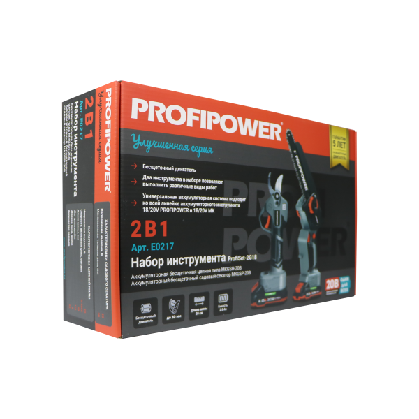 Аккумуляторный бесщеточный E0217 НАБОР 2в1 PROFIPOWER ProfiSet-2G20