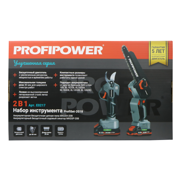 Аккумуляторный бесщеточный E0217 НАБОР 2в1 PROFIPOWER ProfiSet-2G20