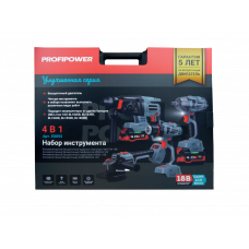 Аккумуляторный бесщеточный набор E0093 PROFIPOWER 4в1 ProfiSet-4F18