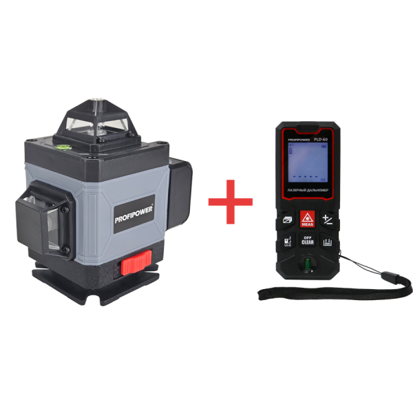 Лазерный нивелир E0070 ProfiPower NL-7016 + Дальномер лазерный E0268 PROFIPOWER 60 метров PLD-60