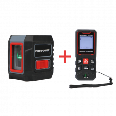 Лазерный нивелир E0335 PROFIPOWER 2 лучей NL-02G + Дальномер лазерный E0269 PROFIPOWER 80 метров PLD-80