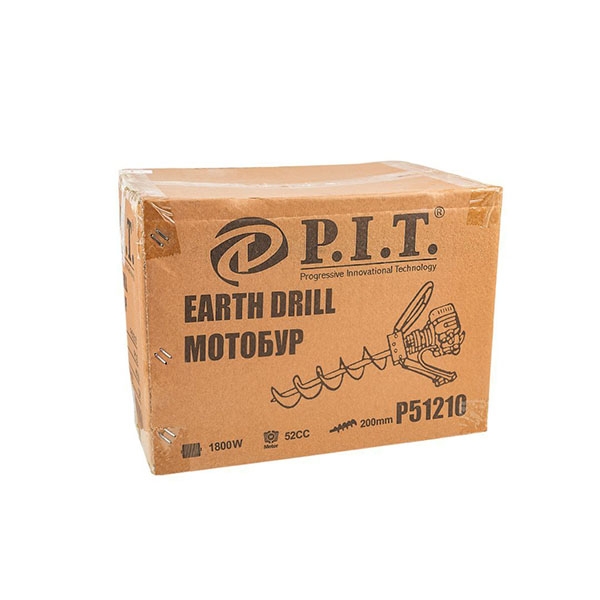 PIT P51210 Мотобур 2-х тактный, 1,8 кВт, об/двиг 52 см, 8000 об/мин