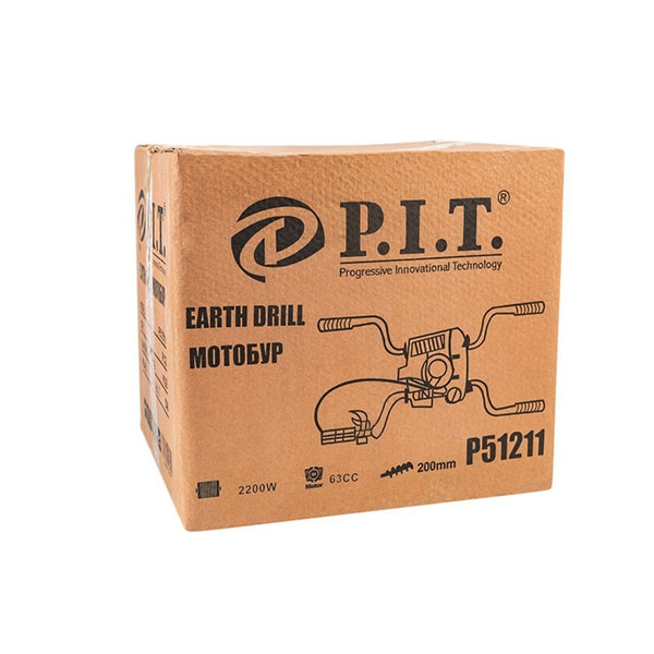 PIT P51211 Мотобур 2-х тактный, 2,2 кВт, об/двиг 63 см, 8000 об/мин, четырех-ручный, бак 1.2л