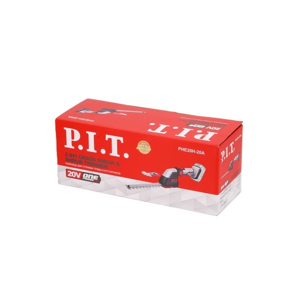 PIT PHE20H-20A Кусторез и ножницы для травы аккум. 2в1 P.I.T., 20В, 200/120мм, 2400ход/мин, 1х2.0Ач, ЗУ
