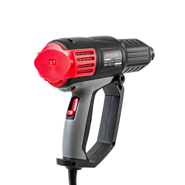 PIT PHG 2000-C Термопистолет, 230В., 50Гц., 2 кВт.2000Вт. 9А.,50-600*С, три положения потока воздуха,насадки