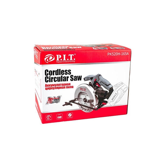 PIT PKS20H-165A Пила циркулярная аккумуляторная, Li-ion, 20В.,диск 165мм., пропил 52 мм.,4300 об/мин. Без АКБ и ЗУ.
