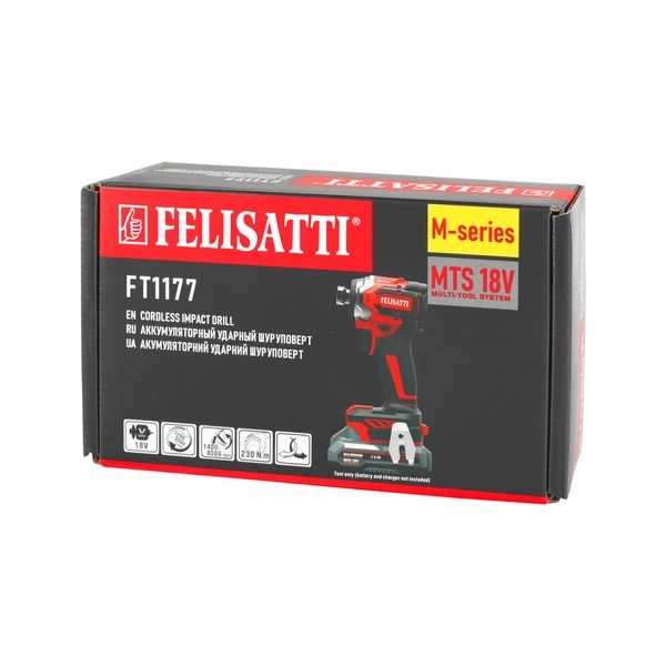 Felisatti FT1177 Felisatti (1177) Аккумуляторный ударный шуруповерт 230Нм (картон, без аккум.)