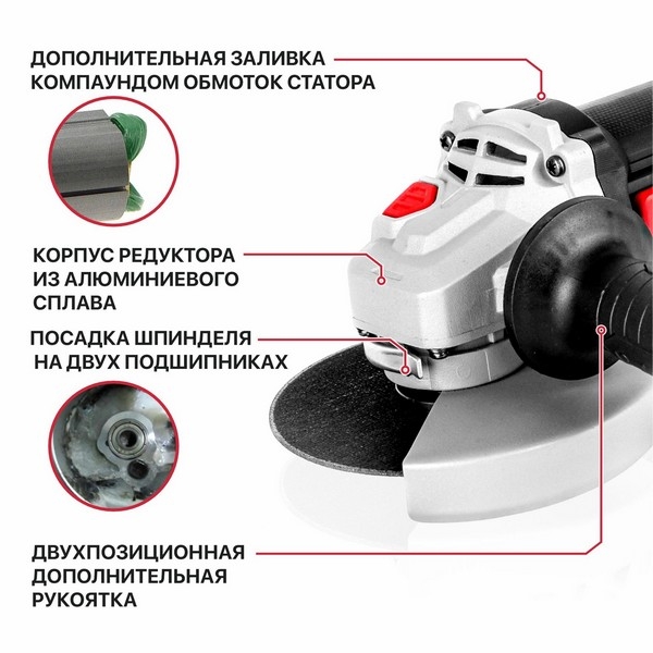 PIT PWS125-C10 Шлифмашина угловая электрич. P.I.T., 950Вт, 125мм, 11000об/мин, М14, компаунд, подшипник