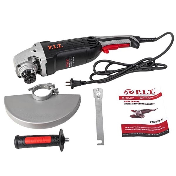PIT PWS230-D2  Шлифмашина угловая, 2300Вт., 230 В., 6000 об/мин., диаметр диска 230мм., плавный пуск, поворотная ручка