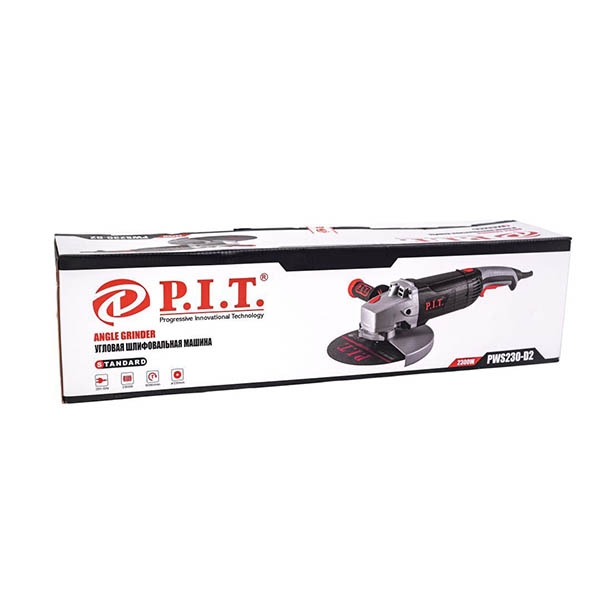 PIT PWS230-D2  Шлифмашина угловая, 2300Вт., 230 В., 6000 об/мин., диаметр диска 230мм., плавный пуск, поворотная ручка