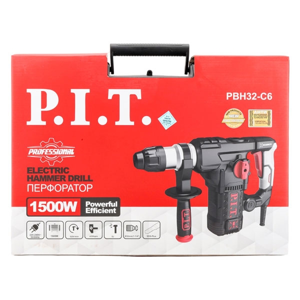 PIT PBH32-C6 Перфоратор SDS-Plus электрич. P.I.T., верт, 1500Вт, 6,0Дж, 3реж, Ø32мм, 0-920об/мин