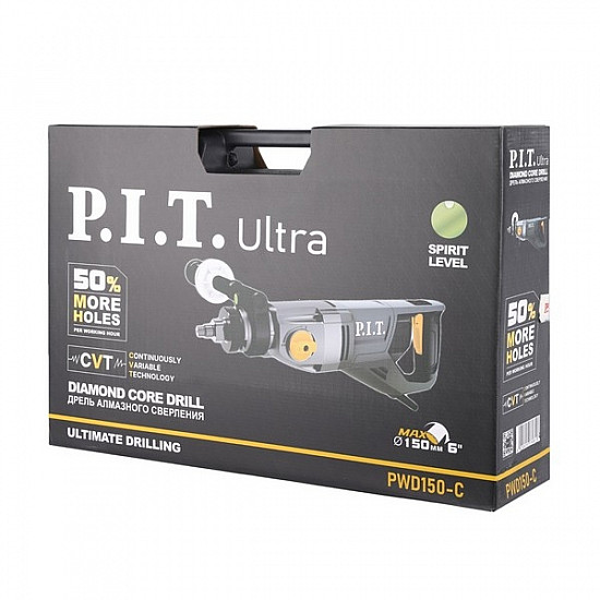 PIT PWD150-C(106600201010) Дрель алмазного сверления электрич. P.I.T. ULTRA PWD150-C, 2000Вт, М18, Ø150мм, 2 скор., микроудар