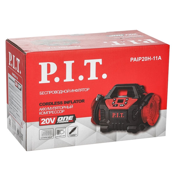 PIT PAIP20H-11A Компрессор аккум., 20В+12В, 9 л/мин, рег. давления, 0-11бар/160pci/1100кПа