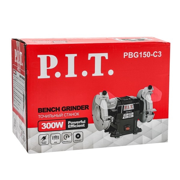 PIT PBG150-C3 Станок точильный электрич. P.I.T., 300Вт, 2950об/мин, круг Ø150х12.7х20мм, пылезащита