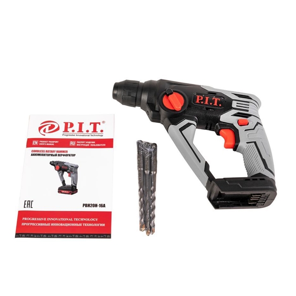 PIT PBH20H-16A Перфоратор аккумуляторный, 20В.,1150 об/мин., 2-х реж., макс бур 16мм., 1,2 Дж. Без АКБ и ЗУ.