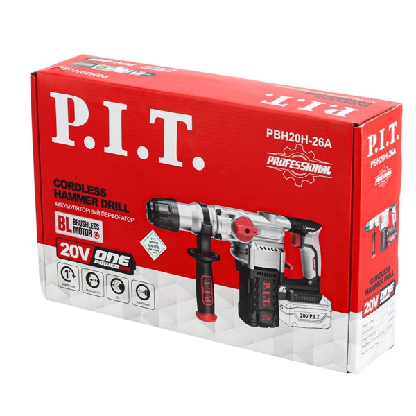 PIT PBH20H-26A Перфоратор SDS-Plus аккум. бесщеточный P.I.T. SOLO, верт, 20В, 5,0Дж, 3реж, Ø26мм, кор.
