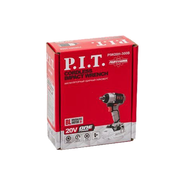 PIT PIW20H-300B Гайковерт ударный бесщеточный аккумуляторный, Li-ion, 20В., 300 Нм., 0-1200/0-1900/0-2400 об/мин, без АКБ и ЗУ